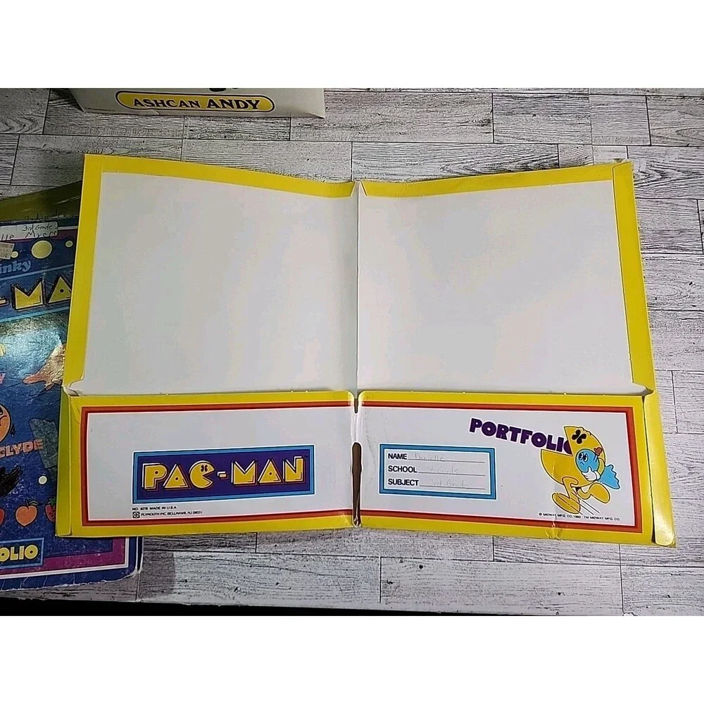Vintage 1980s School Folder Lot Garbage Pail Kids Pacman Topps Midway Portfolio
